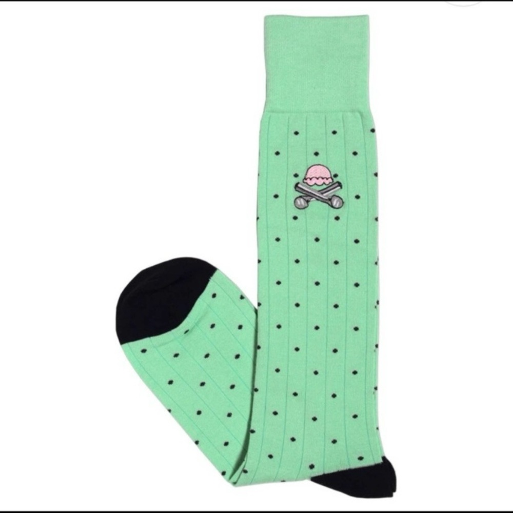 Soxfords Green Black Choco Chip Mints Polka Dot Over the Calf Long Socks